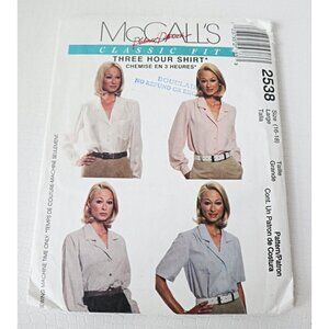 McCall's 2538 Vintage Sewing Pattern Misses Blouse 4 Variations Uncut Size 16 18